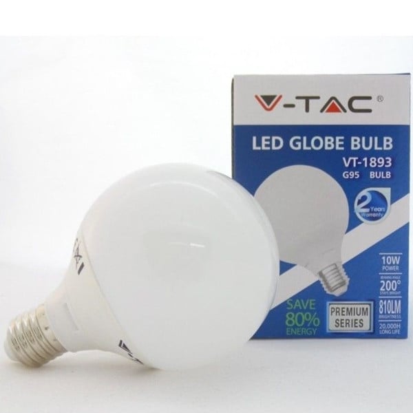 LAMPADA LAMPADINA LED GLOBO SFERA V-TAC LUCE BIANCA FREDDA NATURALE E27 13W