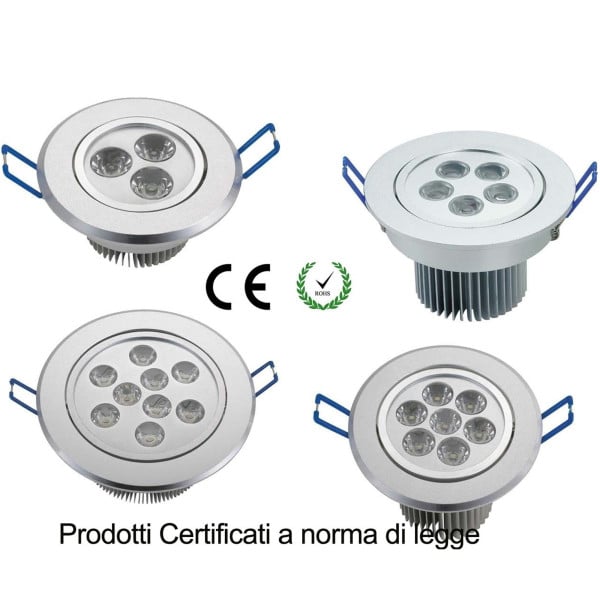 FARETTO A LED DA INCASSO LUCE CALDA O FREDDA PER CONTROSOFFITTE IN CARTONGESSO
