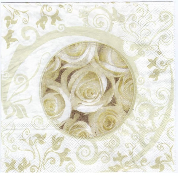 SET 36 PEZZI TOVAGLIOLI CARTA USA E GETTA ROSE BIANCO BEIGE 33X33CM MATRIMONIO