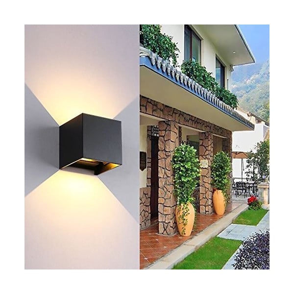 APPLIQUE A LED FARO CUBO FARETTO LAMPADA DA PARETE MURO 12W DOPPIA LUCE IP65