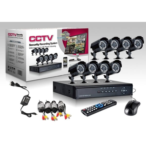 KIT VIDEOSORVEGLIANZA CCD DVR 8 CANALI TELECAMERA INFRAROSSI IR 24 LED LAN 3G