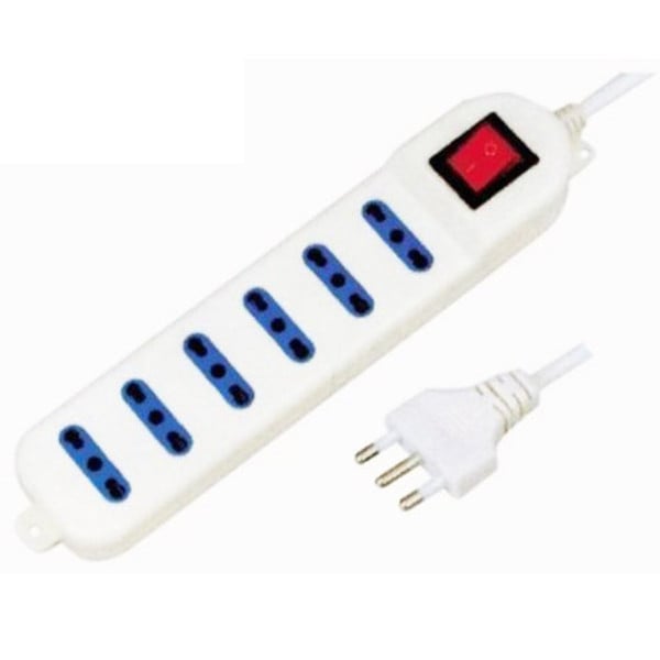 MULTIPRESA CIABATTA CORRENTE ELETTRICA 6 POSTI 10/16A BIPASSO CON INTERRUTTORE