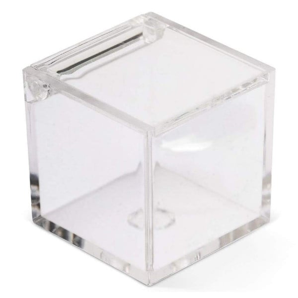 12 SCATOLINE SCATOLE CUBO PLEXIGLASS 5X5 TRASPARENTE PORTA CONFETTI BOMBONIERA