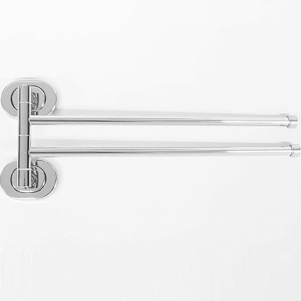 SUPPORTO PORTA ASCIUGAMANO DOPPIO ACCIAIO 37X14X5CM ESY_69199 MURO PARETE BAGNO