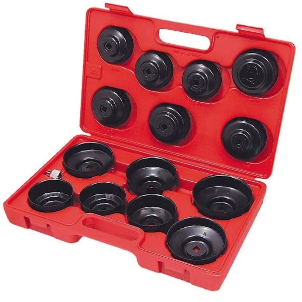 KIT CHIAVE A TAZZA PER FILTRO OLIO 15 PZ AUTO UNIVERSALE CRHOME VANADIUM