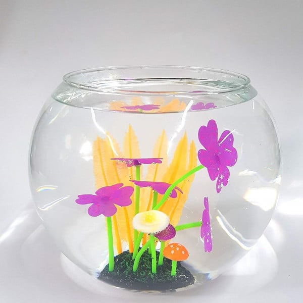 PIANTE FIORI COLORATI FLUORESCENTE 8X12CM EDEN_6594 ARTIFICIALI FINTE ACQUARIO