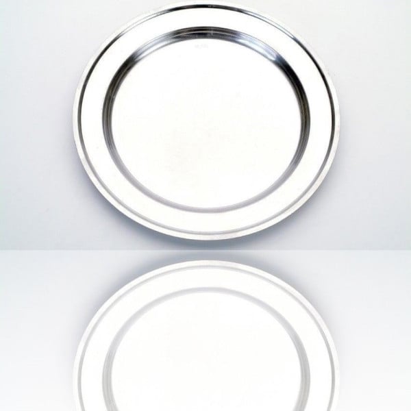 VASSOIO PIATTO TONDO IN ACCIAIO INOX PORTATA CUCINA DIAMETRO 34CM