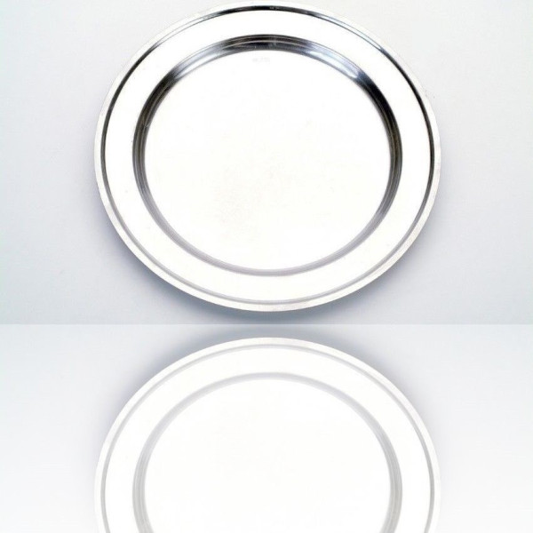 VASSOIO PIATTO TONDO IN ACCIAIO INOX PORTATA CUCINA DIAMETRO 32CM