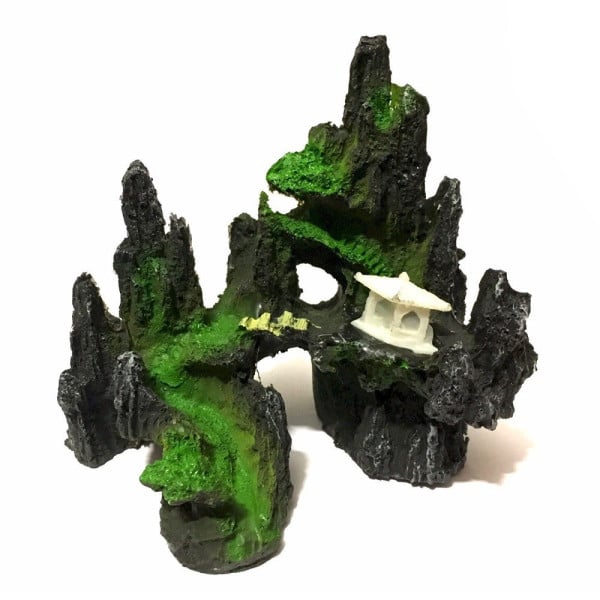 DECORAZIONE ACQUARIO PAESAGGIO ROCCIA MONTAGNA PESCI ACQUA ORNAMENTO