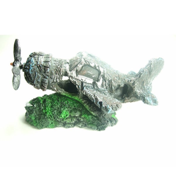 DECORAZIONE ACQUARIO ROTTAME AEREO ELICA RESINA PESCI ACQUA ORNAMENTO