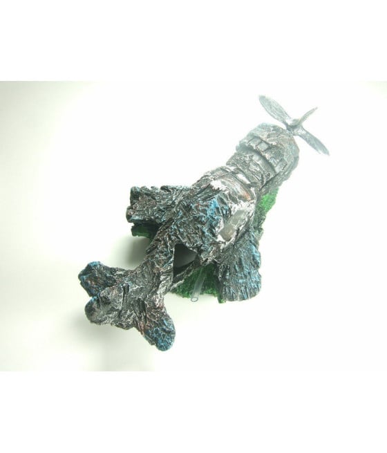 DECORAZIONE ACQUARIO ROTTAME AEREO ELICA RESINA PESCI ACQUA ORNAMENTO