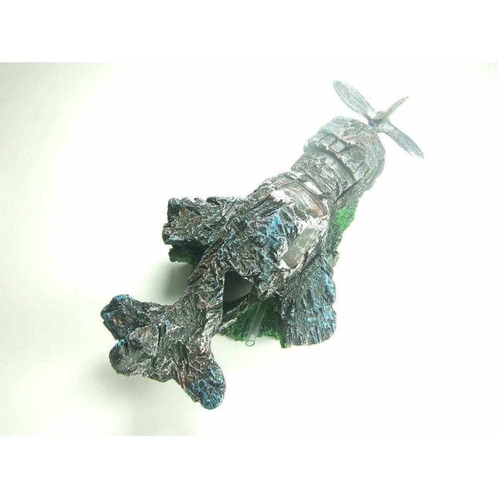 DECORAZIONE ACQUARIO ROTTAME AEREO ELICA RESINA PESCI ACQUA ORNAMENTO