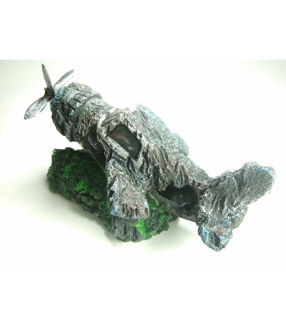 DECORAZIONE ACQUARIO ROTTAME AEREO ELICA RESINA PESCI ACQUA ORNAMENTO