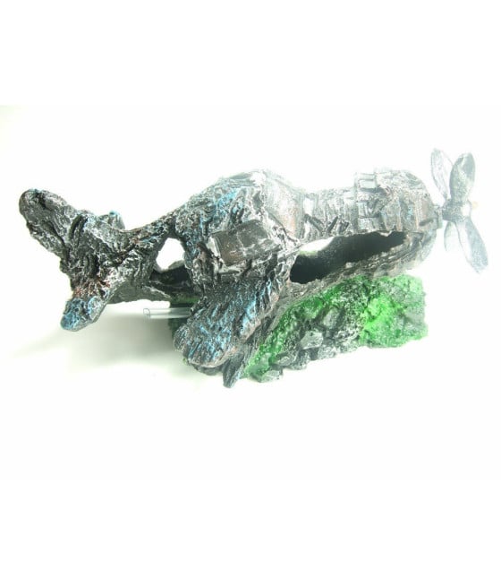 DECORAZIONE ACQUARIO ROTTAME AEREO ELICA RESINA PESCI ACQUA ORNAMENTO