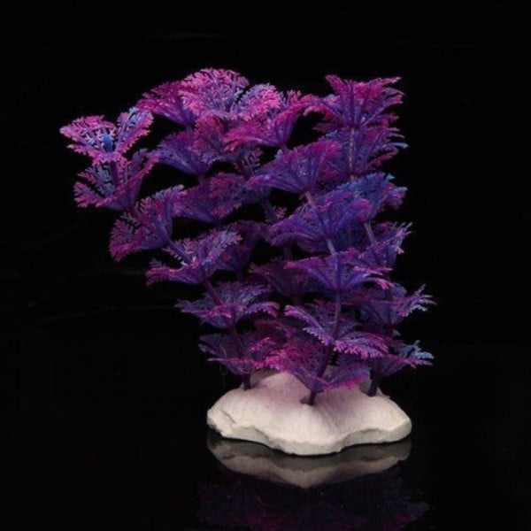 PIANTA 11CM PIANTINA ARTIFICIALE ACQUARIO PIANTE FINTE PLASTICA VIOLA