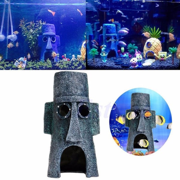 ORNAMENTO PER ACQUARIO DECORATIVO CASA CARTONE SPONGEBOB PESCI ACQUA