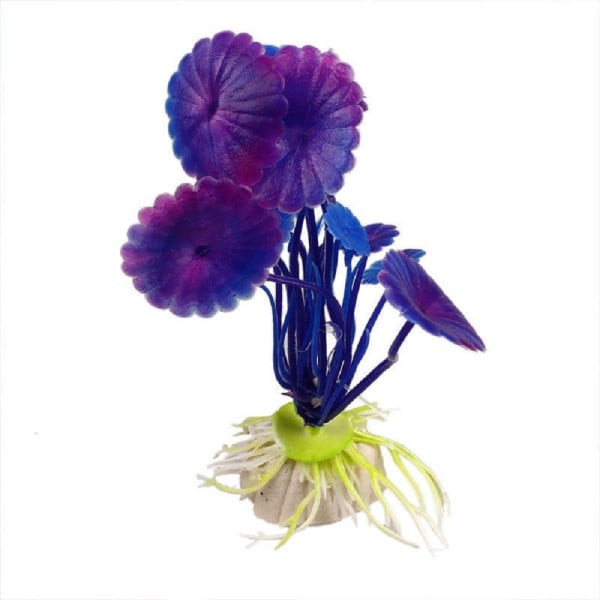 PIANTA 11,5CM PIANTINA ARTIFICIALE ACQUARI PIANTE FINTE PLASTICA VIOLA