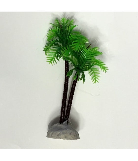 PIANTA 9,5CM DECORAZIONE ARTIFICIALE PER ACQUARIO PICCOLA PALMA VERDE