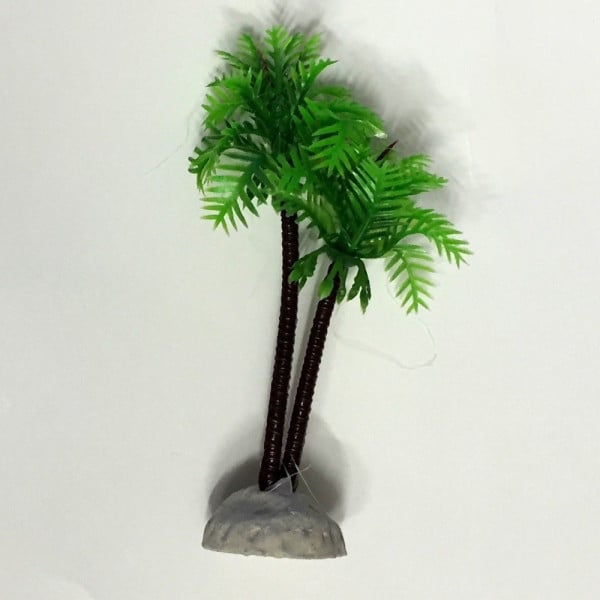 PIANTA 9,5CM DECORAZIONE ARTIFICIALE PER ACQUARIO PICCOLA PALMA VERDE