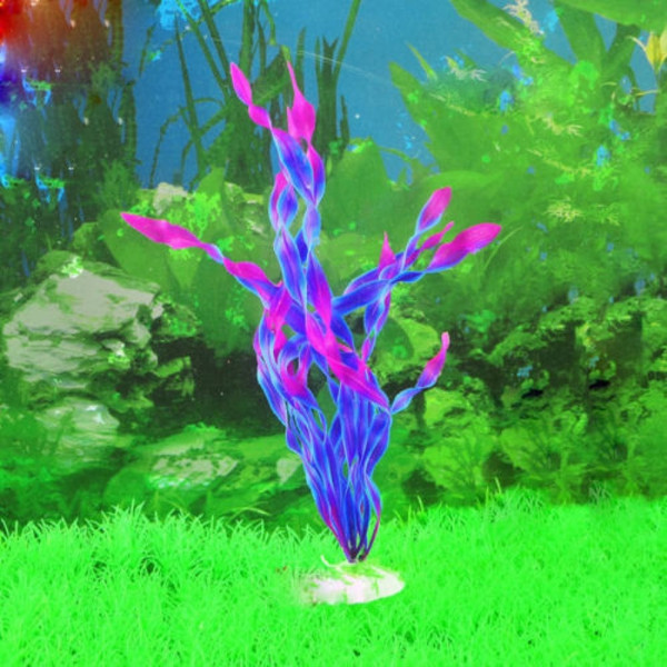 PIANTA 32CM PIANTINA ARTIFICIALE ACQUARIO PIANTE FINTE PLASTICA PURPLE