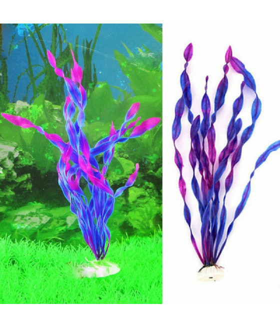 PIANTA 32CM PIANTINA ARTIFICIALE ACQUARIO PIANTE FINTE PLASTICA PURPLE