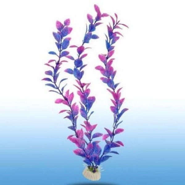 PIANTA 32CM PIANTINA ARTIFICIALE ACQUARIO PIANTE FINTE PLASTICA VIOLA