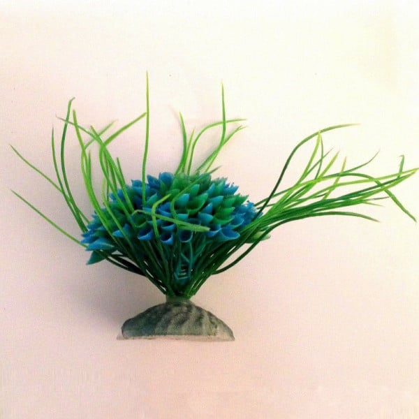 PIANTA 7 CM ARTIFICIALE ACQUARIO PIANTE FINTE PLASTICA CESPUGLIO BLU