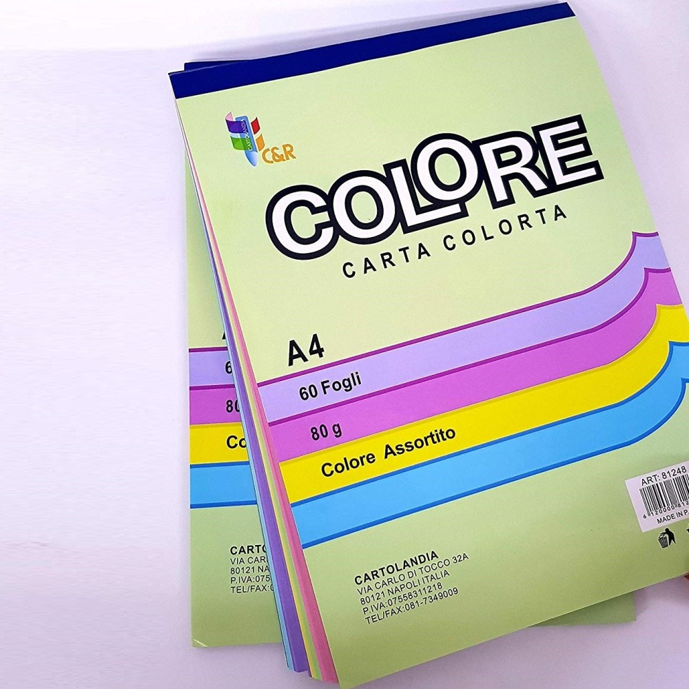 BLASETTI Block Notes ColorClub A4, 60 fogli a quadretti 5 mm, Carta da 60  g/m², Colori assortiti (confezione 10 pezzi) - Block Notes
