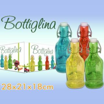 4x Porta Olio e Aceto, 2in1, Bottiglie con Tappo in Sughero, Ampolla  Doppia, 375 ml e 50 ml, vetro, trasparente