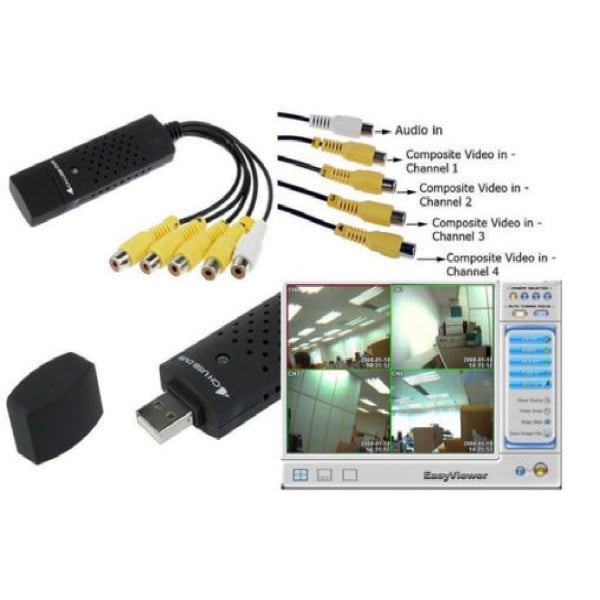 SCHEDA ACQUISIZIONE EASYCAP USB 2.0 PC NOTEBOOK 4 CANALI DVR VIDEO SORVEGLIANZA