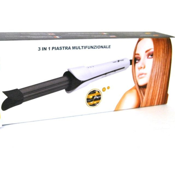 PIASTRA PER CAPELLI LISCI RICCI FERRO MULTIFUNZIONE 3 IN 1 IN CERAMICA 200°C PTC