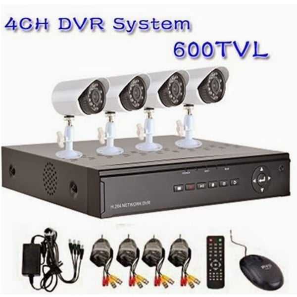 DVR 4 CANALI + 4 TELECAMERE INFRAROSSI LED KIT VIDEOSORVEGLIANZA DA CELLULARE