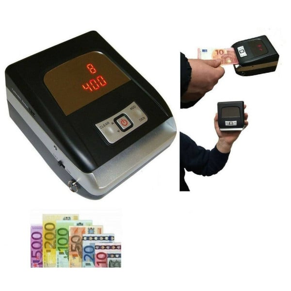 RILEVATORE BANCONOTE FALSE MONEY DETECTOR NEGOZIO PORTATILE RILEVA SOL