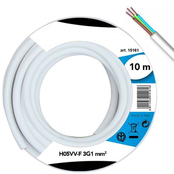 CAVO ELETTRICO PROLUNGA 10MT 3G1MM H05VV-F MATASSA FILO ELETTRICO BIAN