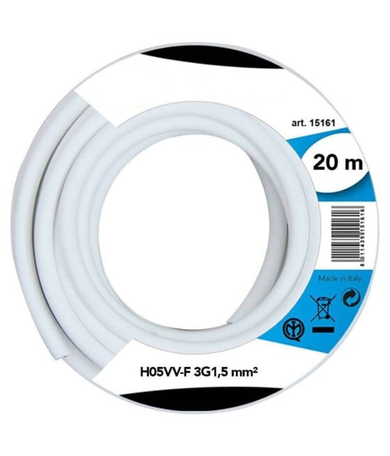 CAVO ELETTRICO PROLUNGA 20MT 3G1.5MM H05VV-F MATASSA ELETTRICO BIANCO