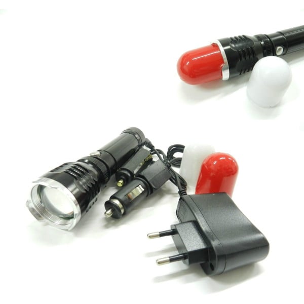 TORCIA LED A LUCE BIANCA 800 LMN CON SEGNALATORE DI EMERGENZA CON CARICABATTERIE