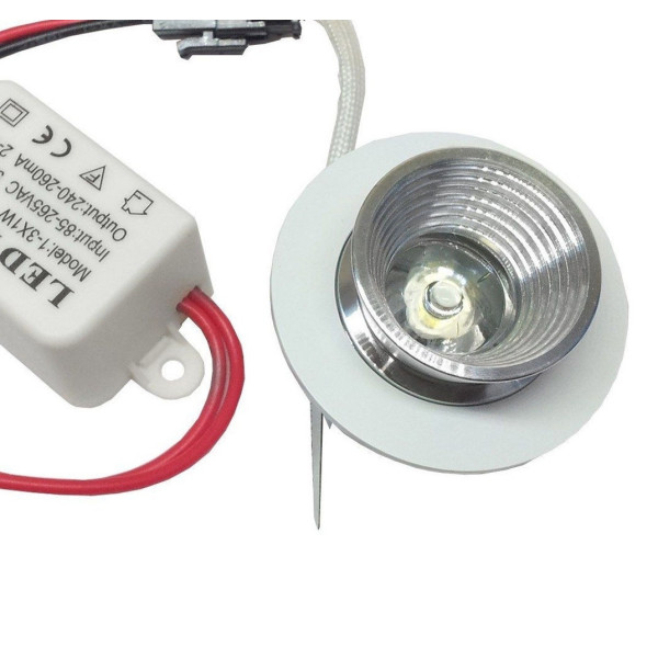 FARETTO LUCE MINI LED 1 WATT SPOT CON ALETTE LUCE CALDA PUNTO LUCE D' INCASSO